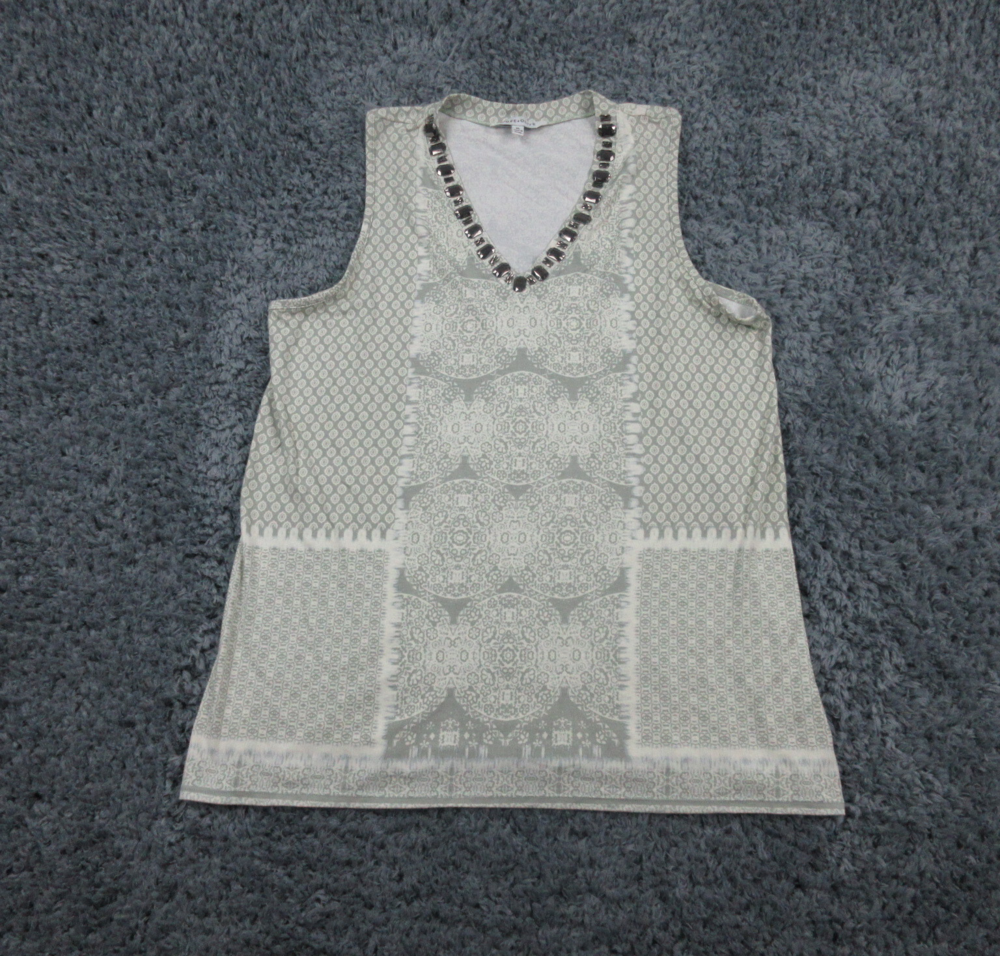 Rose + Olive Shirt Womens XL Off-White Gray Geometric Sleeveless Pullover Tank